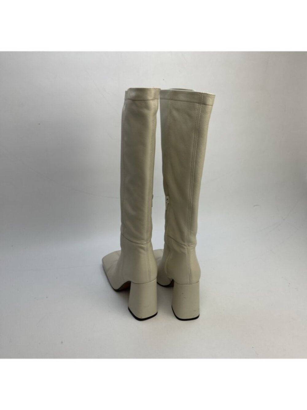 Y2K L'Intervalle White Leather Boots Women’s 37 Retro 60's Scandinavian Luxe - Picture 4 of 14